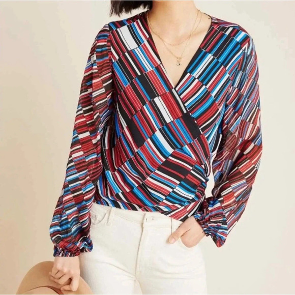 Anthropologie Tops - Anthropologie Conditions Apply Laurie Deco Wrap Blouse NWT XS